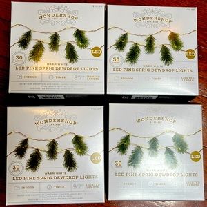 4 x LED pine sprig dewdrop lights bundle